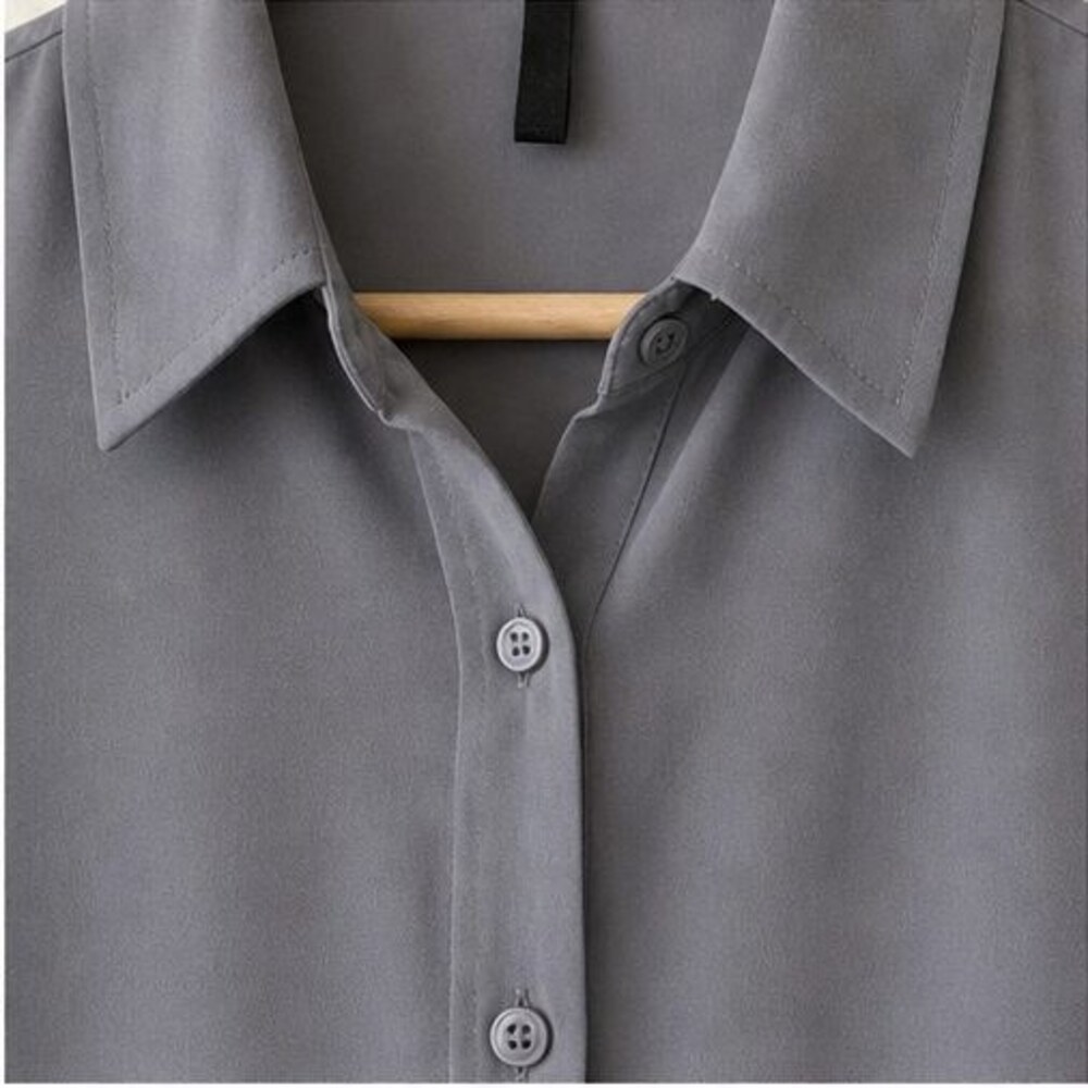 Gray Button Blouse - Picture 4 of 6